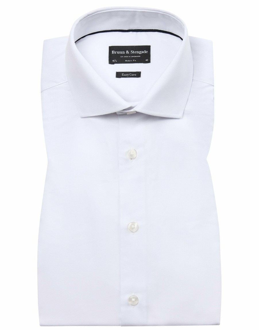 Herre Bruun & Stengade Modern Fit | Bs Percie Modern Fit Skjorte - White